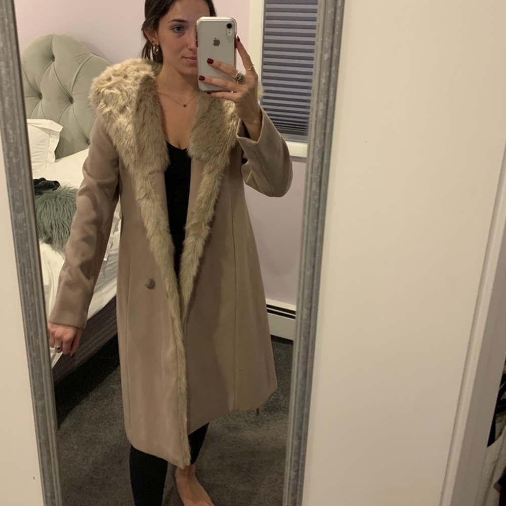 Dennis Basso Faux Fur Trim Wrap Coat NWOT - Picture 11 of 11